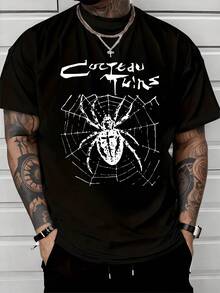 Una araña atrapada en su telaraña simboliza la fuerza interior la paciencia y la capacidad de crear su propio destino reflejando una energía misteriosa y poderosa camiseta de hombre moderna con toque urbano y arte gráfico atractivo ideal para uso diario y ocasiones casuales - Negro - Ver 8