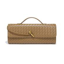 25 nuevos modelos de bolsos de mano cruzados con cierre tejido a mano, bolsos de noche tipo acordeón de alta calidad, bolsos cruzados de un solo hombro. - B1893# Caqui - Ver 3
