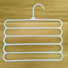 5pcs White Multi-Layer Non-Slip Pants Rack, Multifunctional Wardrobe 5-Tier Hanging Pants Hanger - 5 white - View 8
