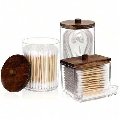 3 Packs Of Swabs Storage Box, Cosmetic Pad Dispenser, Transparent Acrylic Swab Storage Box, Suitable For Storing Cosmetics, Spherical Items, And Cotton Pads.