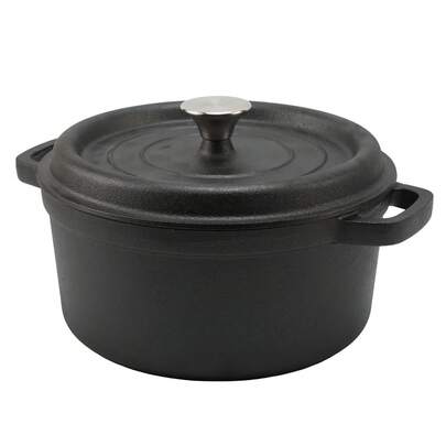10.24" Diameter Uncoated Cast Iron Dutch Oven With Dual Handles, Heat Retention Pot  For Induction,Gas Or Ceramic Hobs