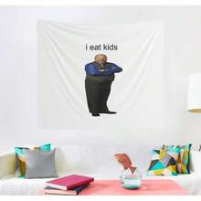 Bertram Eats Kids Tapestry, Wall Tapestry, Hostel Dorm Decor, Funny Wall Hanging, Meme Tapestry Gift, Funny Bertram Eats Kids Flag Tapestry - 多色 - 查看 1