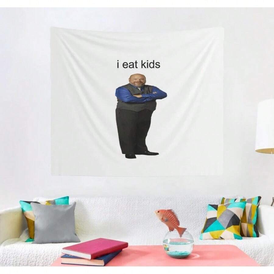 Bertram Eats Kids Tapestry, Wall Tapestry, Hostel Dorm Decor, Funny Wall Hanging, Meme Tapestry Gift, Funny Bertram Eats Kids Flag Tapestry - 多色 - 查看 1