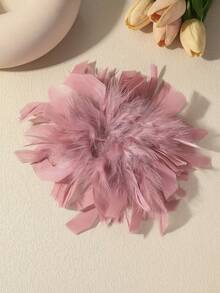 1件波西米亚复古仿水晶羽毛胸针，夸张个性化优雅多功能羽毛胸针/发夹，适合女性日常、宴会、派对及任何场合佩戴。 - 粉色 - 查看 4