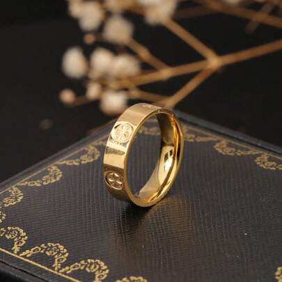 1pc 18K Gold Plated Stainless Steel Minimalist Cross Ring, Fashionable Versatile Chic Style, Suitable For Women's Daily, Party, Gift For Girlfriend, Friend, Social Occasions