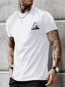 ChristmasManfinity Homme Men's Printed Short-Sleeve T-Shirts With Geometric Design. Popular Item. - White - View 1