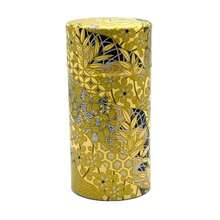 Bote de té japonés con patrón dorado doble tapa papel washi japonés capacidad de té 200 g almacenamiento de té de hojas sueltas con tapa - Oro - Ver 6