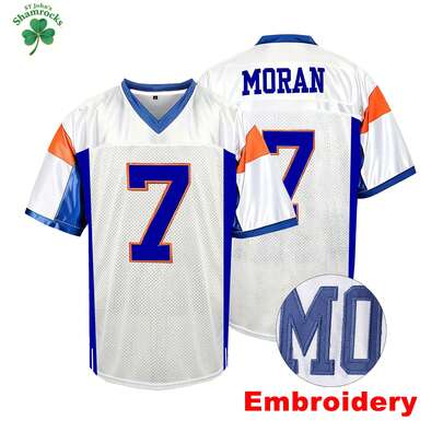 MEAN MACHINE Alex Moore #7 White Mountain State Football Jersey, Embroidered Letter Football Uniform, American Style Match Training Mesh Shirt