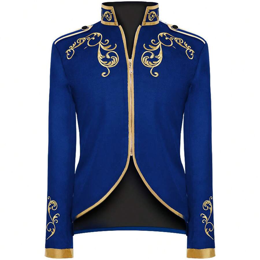 COS Medieval Style Coat For Men, For Spring And Autumn, Men's Stage Costume, Performance Outfit, Cosplay Costume - Prince's Suit - Blue - View 1