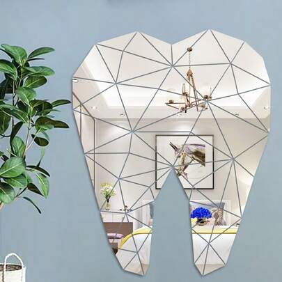 58 adet Akrilik Diş Dekoru, 1 mm Kalınlık, Aynalı Altın, Aynalı Gümüş, Siyah Renk Seçenekleri, Boyut: 28,35*22,83 inç, Çerçevesiz Ev Dekorasyonu, Çıkarılabilir, Makyaj Masası, Makyaj Odası, Ev Duvar Dekorasyonu İçin Uygundur