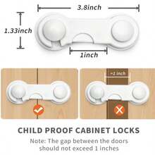 3 Protective Safety Locks - Cabinet Lock, Adhesive Cabinet Latch Lock, Multi Functional Refrigerator Drawer, Garbage Can, No Drilling Required - White - View 2