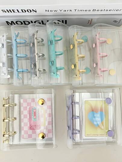 1 PC Mini 3-Ring Macaron Binder Cover, Double Buckle Collection Book, 3-Inch Postcard Sleeve, Idol Trading Card Protector