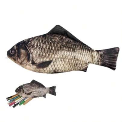 1 pieza Estuche de lápices con forma de pez realista, Billetera de pez personalizada, Bolsa de almacenamiento