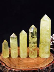 1 pieza Vara de cuarzo cristal natural amarillo citrino piedra de curación en forma de hexágono punta de vara de curación joyería - citrino - Ver 8