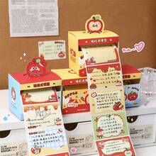 1张极简设计抽取式便签纸，卡通苹果造型自粘备忘录，学生和办公用品撕取式便签 - 彩色 - 查看 1