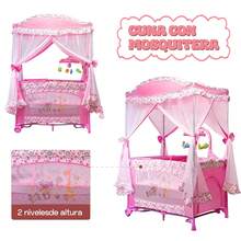 Corral Bebe Toldo Cuna Movil Mosquitero Plegable 4 Colores Rosa - Rosa - Ver 7