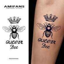 Hình xăm tạm thời AMIFANS Queen Bee Royal, hình xăm bán vĩnh viễn, giữ được 1-2 tuần, hình xăm, hình xăm nước ép trái cây, hình xăm chân thực, hình xăm lãng mạn, hình xăm giả, chống thấm nước, hình xăm trông giống như thật, hình xăm thiết kế độc đáo, hình xăm trái cây, hình xăm thực vật - màu đen - Xem 1