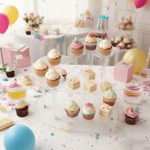1 pieza Soporte para cupcakes cuadrado de 4 niveles, soporte plegable para cupcakes, soporte para cupcakes con forma de corazón, estante de acrílico para exhibir cupcakes, adecuado para fiestas, bodas, exhibición de postres de cumpleaños - Ver 4