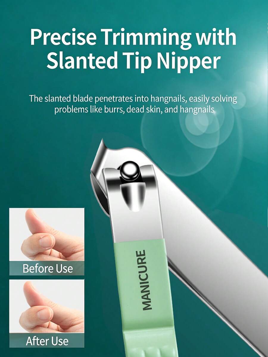 4pcs Green Nail Clipper Set, Manicure Tools Kit For Men And Women, Household Nail Cutter Set - Multicolor - View 1