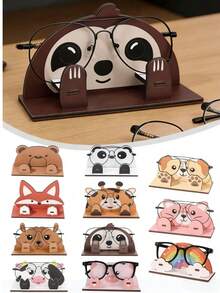 1pc Creative Animal Shaped Fashion Glasses Storage Rack, Detachable Wooden Desktop Eyeglasses Display Stand, Animal Shaped Glasses Organizer, Vanity Eyewear Holder - Animal - View 1