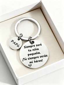 爸爸钥匙扣 - “你永远是我的英雄” 西班牙语刻字，父亲节礼物，送给英雄爸爸的钥匙圈 - 彩色 - 查看 4
