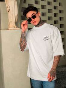 DMUNIZ Oversized Crew Neck T-Shirt, British Essence Santinni, New Release, Gym Fashion. - Kem - Xem 4