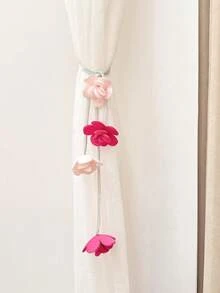 Bộ 2 chiếc/1 chiếc Dây buộc rèm trang trí bằng vải hoa hồng lãng mạn, Dây buộc rèm voan, Dây buộc màn chống muỗi - Hồng + Hồng nhạt - Xem 14