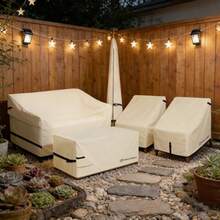 Porch Shield - Funda impermeable para sofá de asiento profundo para exteriores funda de sofá para muebles de patio 79 pulgadas de ancho x 40 de profundidad x 35 de alto color beige - Beis - Ver 6