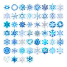 52张蓝色雪花涂鸦贴纸 - 防水乙烯基材质，适用于笔记本电脑包、手机壳、吉他、滑板等 - 卡通风格 DIY 剪贴簿 儿童礼物 剪贴簿用品 文具 趣味贴纸 Kindle - A - 查看 8