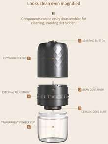 Coffee Grinders For Home Use,Portable Burr Coffee Bean Grinder Electric With Cleaning Brush,10 Cups Per Charge,Espresso Grinder For Travel, Camping, Home & Office. - Black - View 10