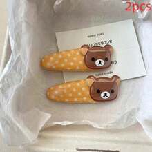 2pcs Kawaii Rilakkuma Bangs Side Clip Cartoon Cute Wave Point BB Hair Clip Sweet Versatile Hairpin Hair  Birthday Gift - 黃色-2件 - 查看 11