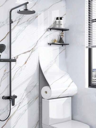 1roll 300CM/118.1in Marble Peel And Stick Wallpaper 2.4mm Thick, Removable And Cleanable Self-Adhesive Contact Paper For Kitchen Backsplash, Countertop, Bathroom Vanity, Cabinet(15.7x118 Inch)