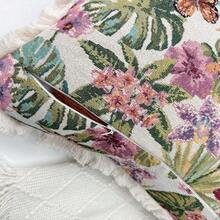 1 pieza Funda de cojín estilo granja vintage, Funda de almohada suave con bordado floral, Cojín decorativo de sofá con borlas y flores tropicales, Decoración de dormitorio, Funda de almohada rústica con borlas, Funda de cojín suave con mariposa bohemia, Artículo de decoración del hogar, Verde, Rosa, Azul - Mariposa azul - Ver 6