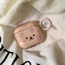 半透明蝴蝶结小熊 + Hoop Pro 3/2、4/3/2 耳机套，时尚女士耳机套，简约耳机套，兼容苹果 - 杏色 - 查看 3