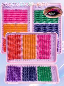 MEM 640 piezas de pestañas en racimo de ojo de gato de 8-16 mm, 6 colores mezclados de múltiples densidades, extensiones de pestañas con aspecto naturalmente denso y voluminoso con mini pestañas de colores, fácil de hacer para principiantes de maquillaje - vistoso - Ver 5