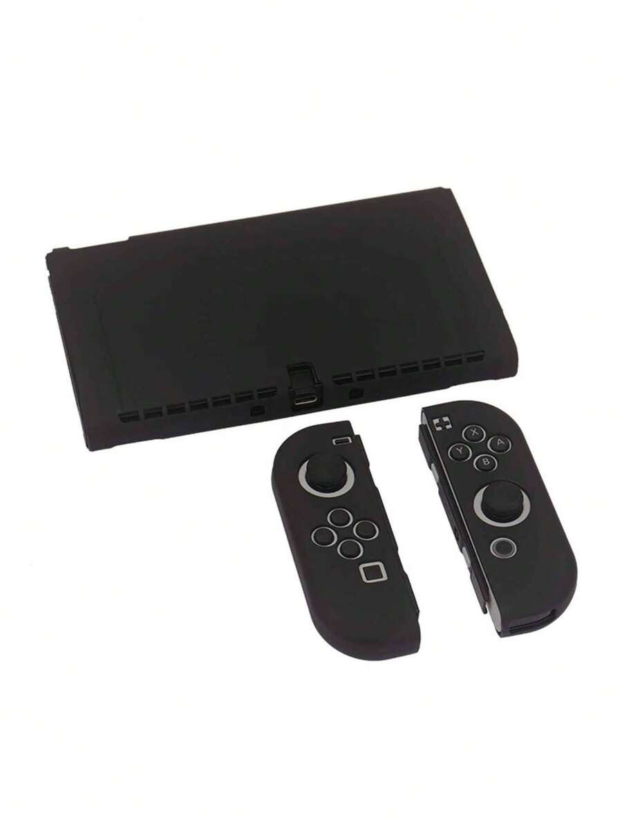 1pc Black TPU Silicone Soft Case, Full Coverage Protective Shell For Nintendo Switch OLED, Anti-Drop - View 1