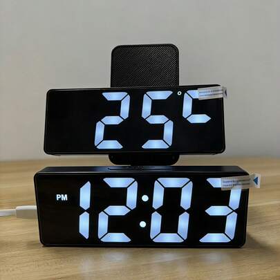 Desktop Digital Alarm Clock LED Mirror Desktop Alarm Clock, Digital Alarm Clock, Desktop Electronic Alarm Clock, Display Time, Night Light, Desktop USB Alarm Clock, Home Decoration Smart Clock, Bedroom Home Office Desk Clock, Desktop Clock, Temperature Date Display, Electronic Desktop, Student And Toddler Desk Mirror, LED Clock, Back To School, Beautiful Dormitory Decoration, Home Decoration(Requires 3 AAA Batteries, Or Powered By USB, 6.29 Inches * 2.36 Inches)