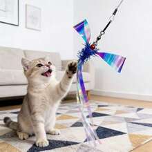 猫玩具，室内逗猫棒替换装，趣味旋转风车造型猫玩具，互动逗猫棒配件，适合所有品种，无需电池 - 查看 3