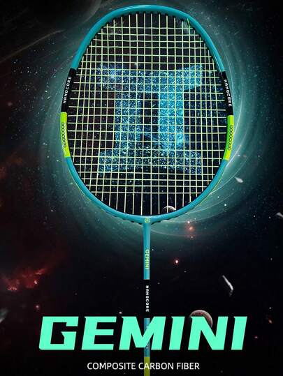 Raqueta de bádminton ALPSPORT Gemini de fibra de carbono compuesta 4U, eje resistente, control mejorado, pre-encordada, ligera, tensión ≤24 lbs, incluye bolsa para raqueta, adecuada para entrenamiento deportivo interior para principiantes hombres y mujeres