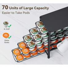 HFHOME - Soporte para cápsulas de café para mostrador soporte para cápsulas para tazas K cajón de almacenamiento de cápsulas de café de metal de 5 niveles organizador de 70 cápsulas de capacidad - Cápsulas Black70 - Ver 3