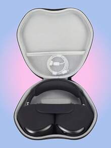 1 pieza Estuche de transporte personalizado y grabado para auriculares Bluetooth EVA, adecuado para AirPods Max - Con correa a prueba de golpes, resistente al agua y al polvo - Bolsa de almacenamiento protectora gris duradera - Gris - Ver 2