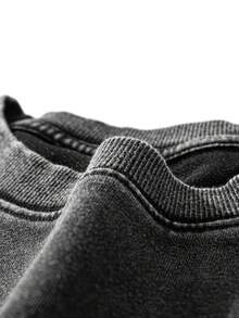 Men's Casual Vintage Washed Loose Fit Long Sleeve T-Shirt, Streetwear, Suitable For Spring And Autumn - Dark Grey - View 8