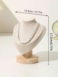 Wooden Human Figure Jewelry Stand, Necklace Display Rack, Jewelry Counter Display Props, Accessories Display Shelf, Necklace Hanging Rack - Beige - View 4