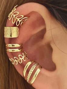 5件套时尚百搭C形夹式耳环套装，无需耳洞即可佩戴，礼品装 - 五件套耳骨夾 - 查看 8