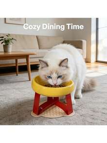 15° Tilted Anti-Vomiting Elevated Pet Feeding Bowl, High Stand Cat/Dog Bowl, Protective Neck & Spine Design, Non-Slip Wide Base, Durable Plastic Material, Suitable For Cats & Small Dogs, Wet & Dry Food, Practical Pet Gift - 350ml - View 8