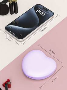 Rechargeable Heart-Shaped Portable Makeup Mirror, 2X Magnification LED Makeup Mirror With 3-Color Adjustable Lighting, Compact Beauty Mirror With Light - 紫色 - 查看 2