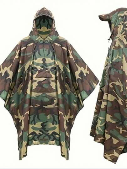 Poncho de lluvia de camuflaje para adultos, impermeable para camping, senderismo y caminata