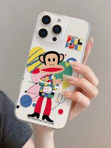 Officially Licensed Paul Frank Transparent Perforated Phone Case, Full-Body Monkey Face Drop Protection With Camera Cover, Cartoon Monkey Geometric Pattern, New Design Compatible With Iphone 13/14/15/16/17 Pro Max - Multicolor - View 4