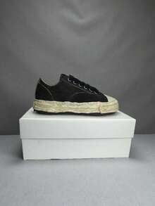 2026 New MMY Retro Distressed Skateboard Shoes, Maison Minara Yasuhiro Leather Casual Sneakers, Lace-Up, Size Run Large - Plus Size Men Shoes - 黑色 - 查看 2