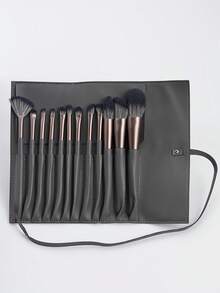 12-delars grå sminkborsteset med borsthållare, multifunktionella professionella kosmetiska verktyg - Mörkgrå - Visa 7
